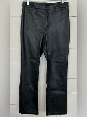 Ann Taylor Black Faux Leather straight legged Pants, Size 4